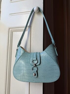 Urban Outfitters | Light Blue Croc-Embossed Y2K Shoulder Bag